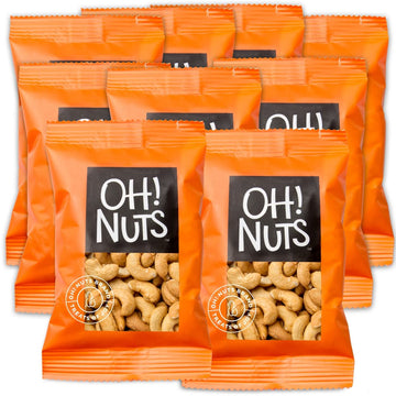 Oh! Nuts Roasted Unsalted Cashews Snack Packs - Grab N Go Snack for Office, Travel, School, Hiking - Box of 12 Individual Bags