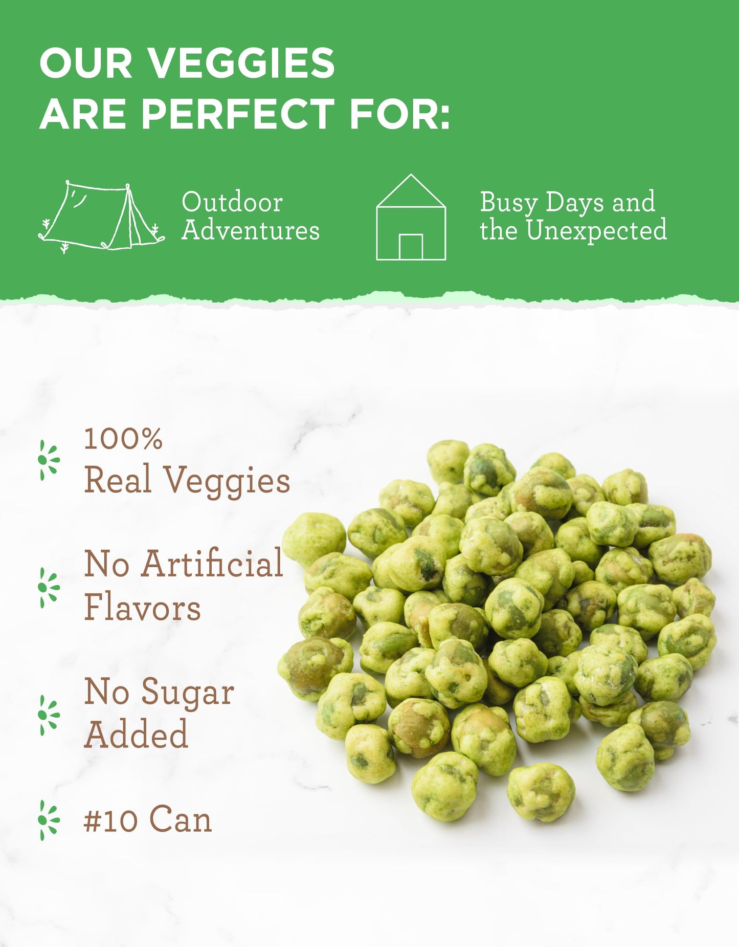 Simple Kitchen Freeze Dried Peas - 17 Servings For Family Meal Prep, Gluten Free & Dehydrated Just Add Water Canned Food, Emergency Survival Food For Camping Meals, Backpacking & Hiking, #10 Can