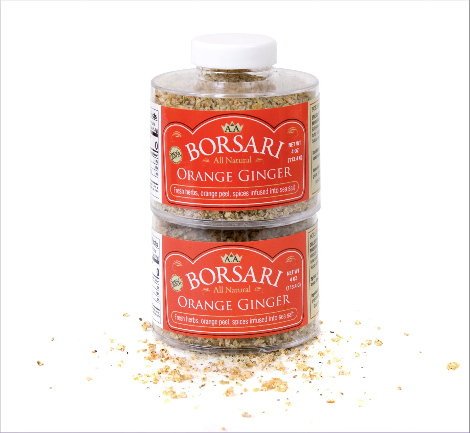 Borsari Seasoned Salt 2-Shaker Gift Set - Orange Ginger Seasoning Blend - Gluten Free Gourmet Seasonings For Steak, Fish, Poultr