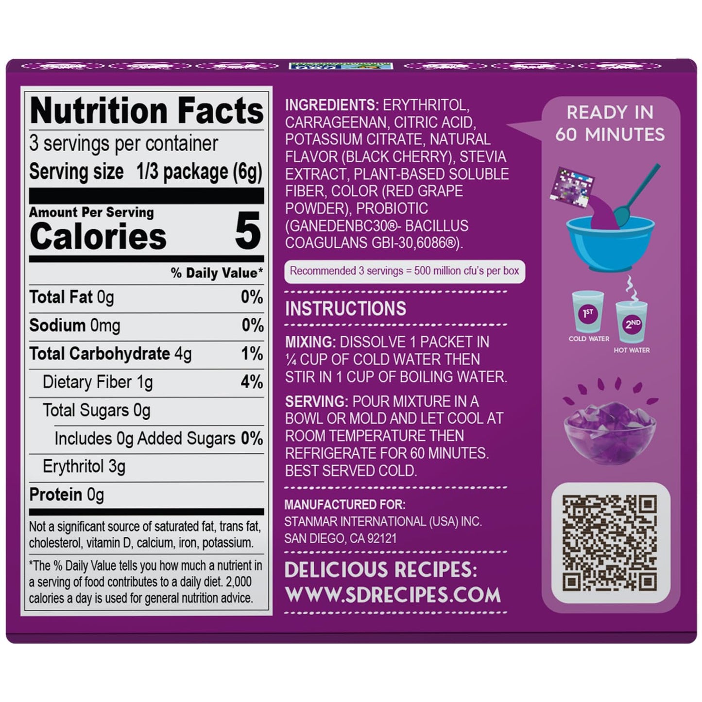 Simply Desserts Sugar-Free Black Cherry Jel, 6-Pack - Vegan Dessert, Keto Snacks, Diabetic Friendly & Kosher, 1.7 Oz Ea