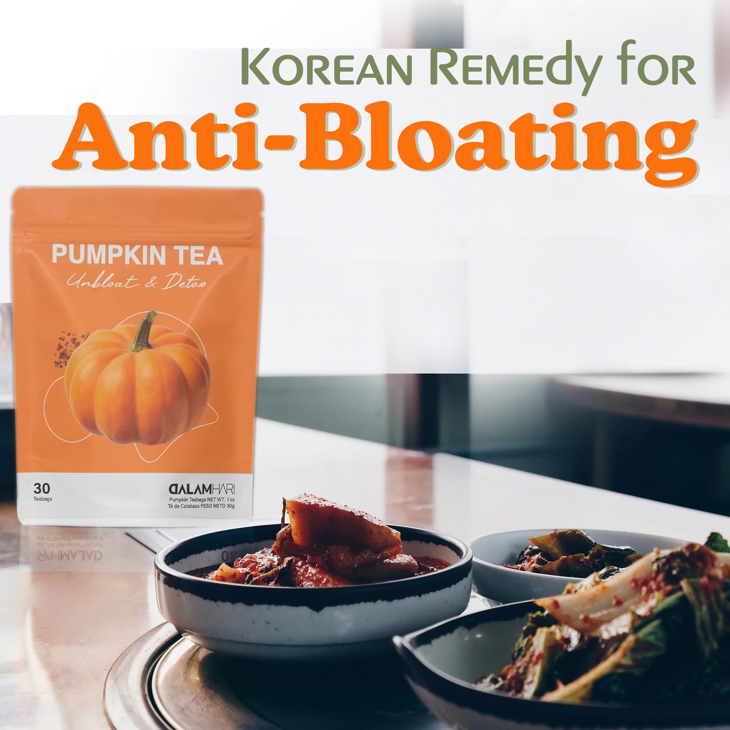 DALAMHARI Pumpkin Tea Slim Fast Detox Tea Bags, 30 Count, Smooth Move, Flat Tummy, Beat The Bloat, Chupa Panza Tea