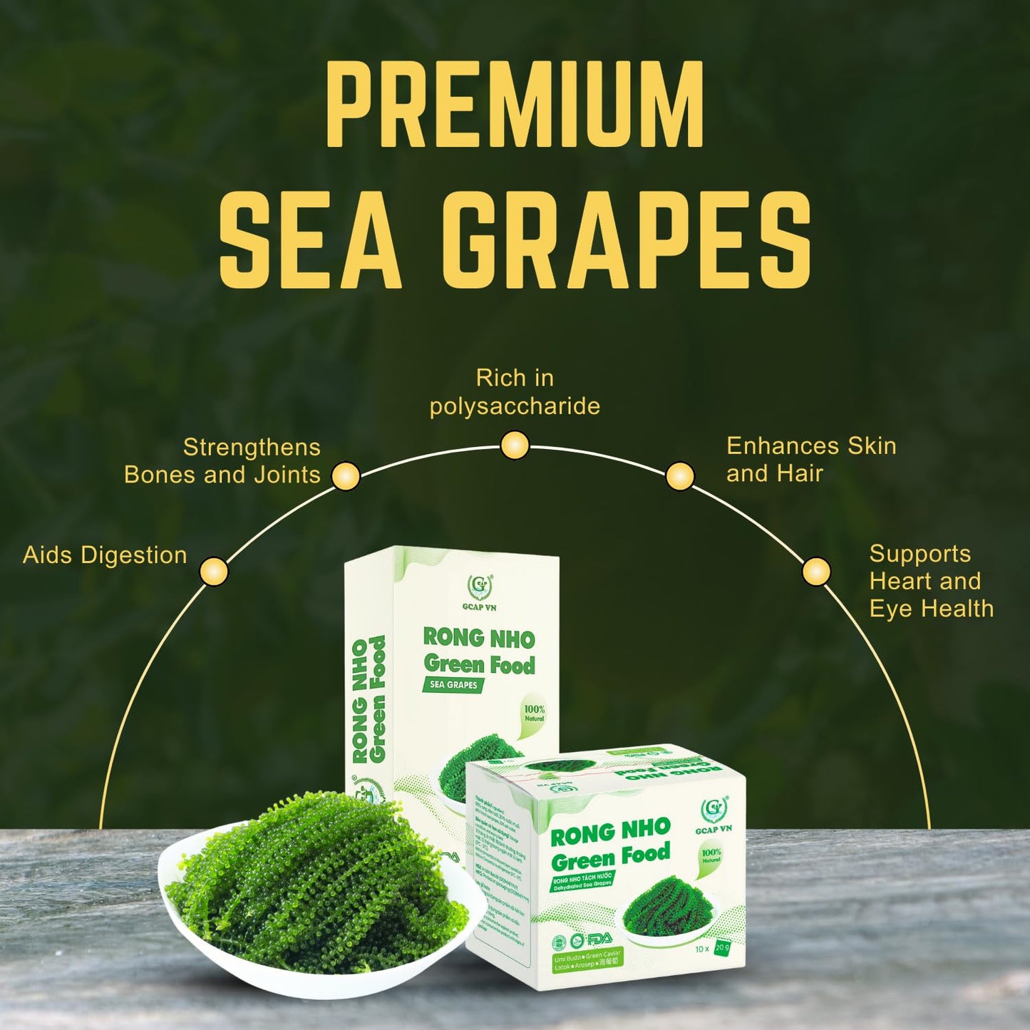 GCAP Sea G s Dehydrated Umibudo Sea  Superfood 200g (10 Packs) – Vegan, Gluten-Free, Ready to Rehydrate