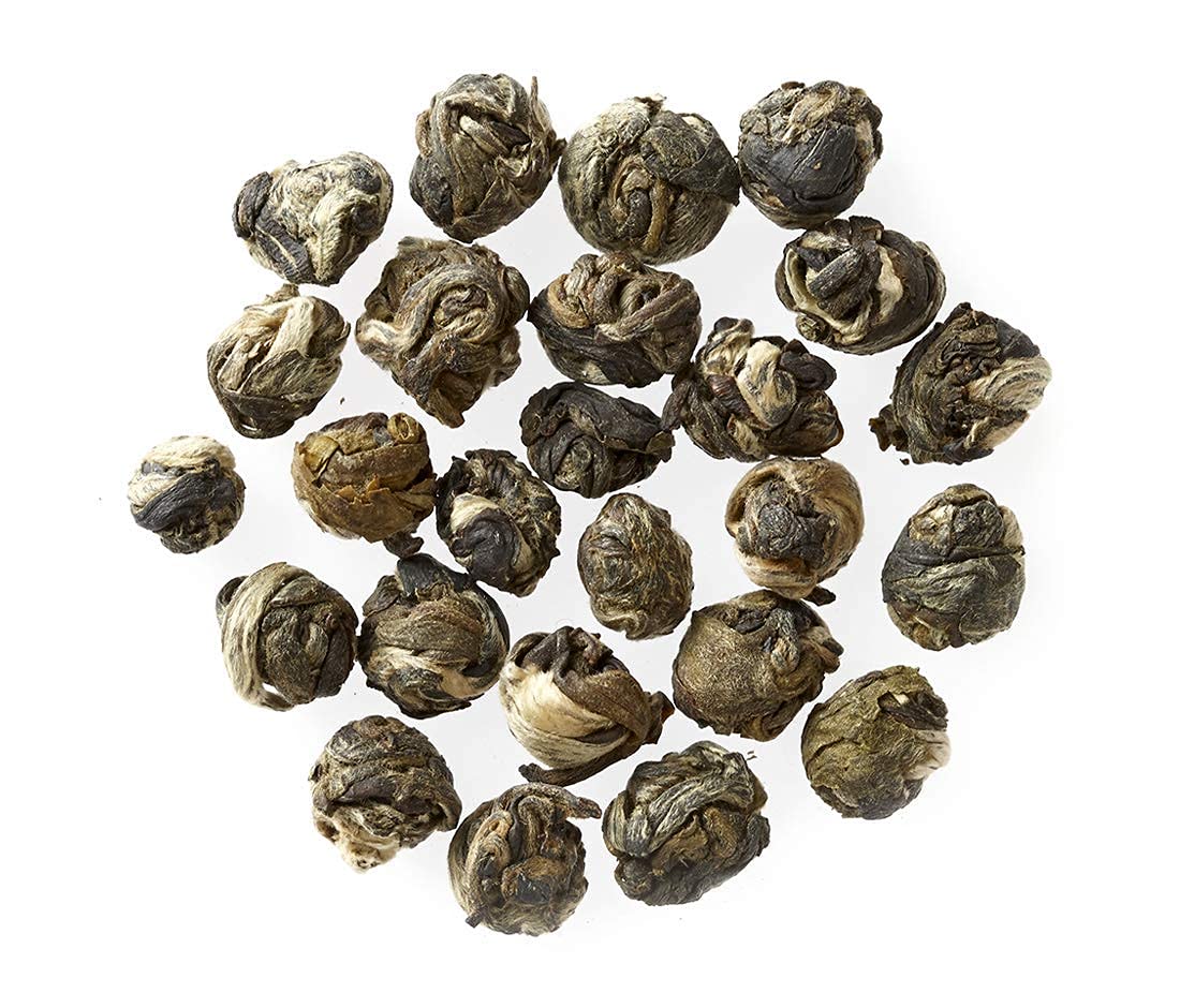 Golden Moon Tea Organic Jasmine Pearls Green Tea - Loose Leaf, Premium Grade, Non-GMO, 1 Ounce