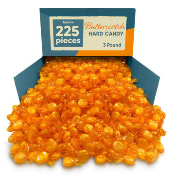Butterscotch Hard Candy - 3 Pounds Approx 225 Pieces Of Creamy Butterscotch Drops - Bulk Candy For Holiday Season, Holiday Candy