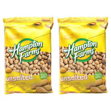 Hampton Farms - Usa Grown All-Natural - Fancy Roasted In-Shell Unsalted Peanuts - 5 Lb. Bags - 2 Pack