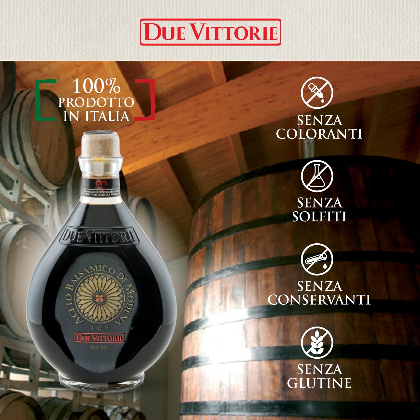 Due Vittorie Gold Balsamic Vinegar of Modena, 500ml, White-a03, Highest Score by The Consortium