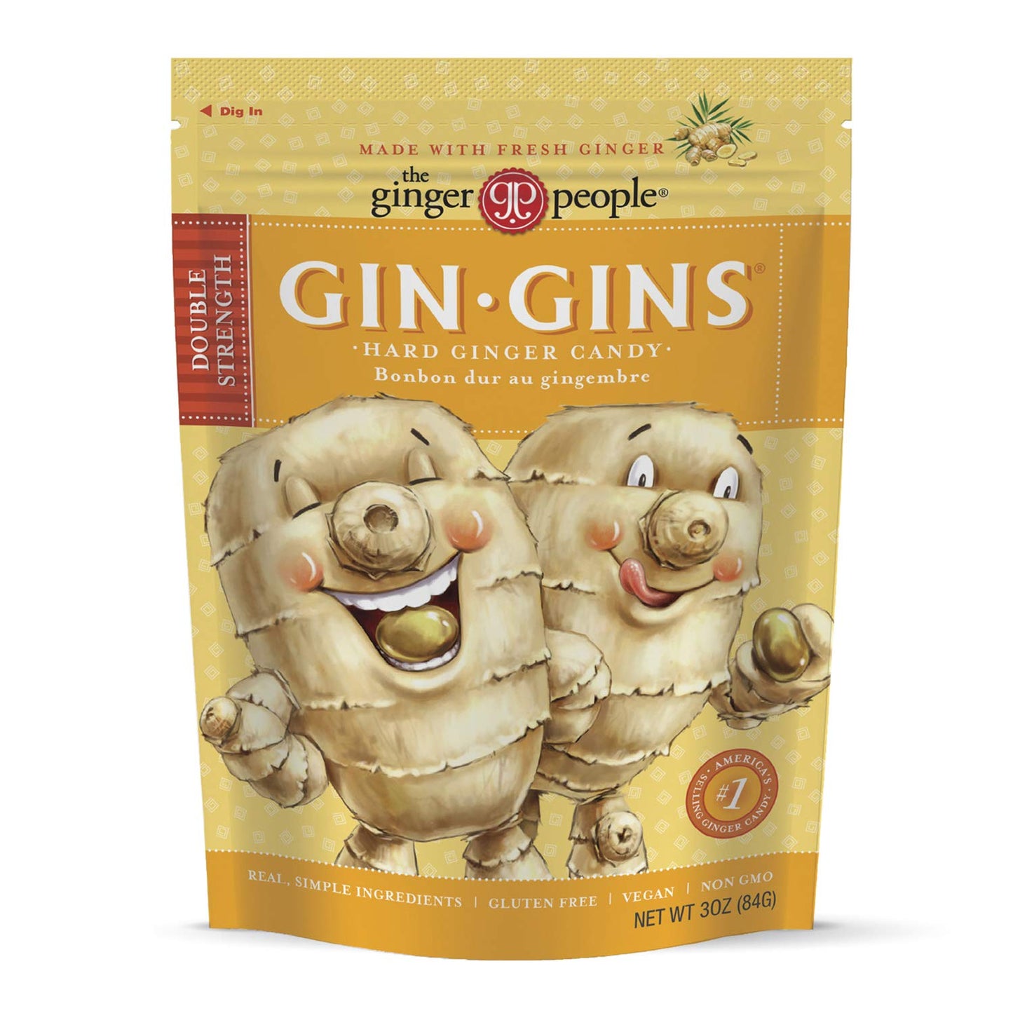 The Ginger People Hard Ginger Candy, Double Strength, 3 Ounce, Pack of 12