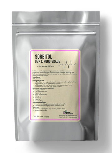 Talsen Chemicals Pure Sorbitol Powder - 16 Oz - Low Calorie Sweetener for Baking and Skincare
