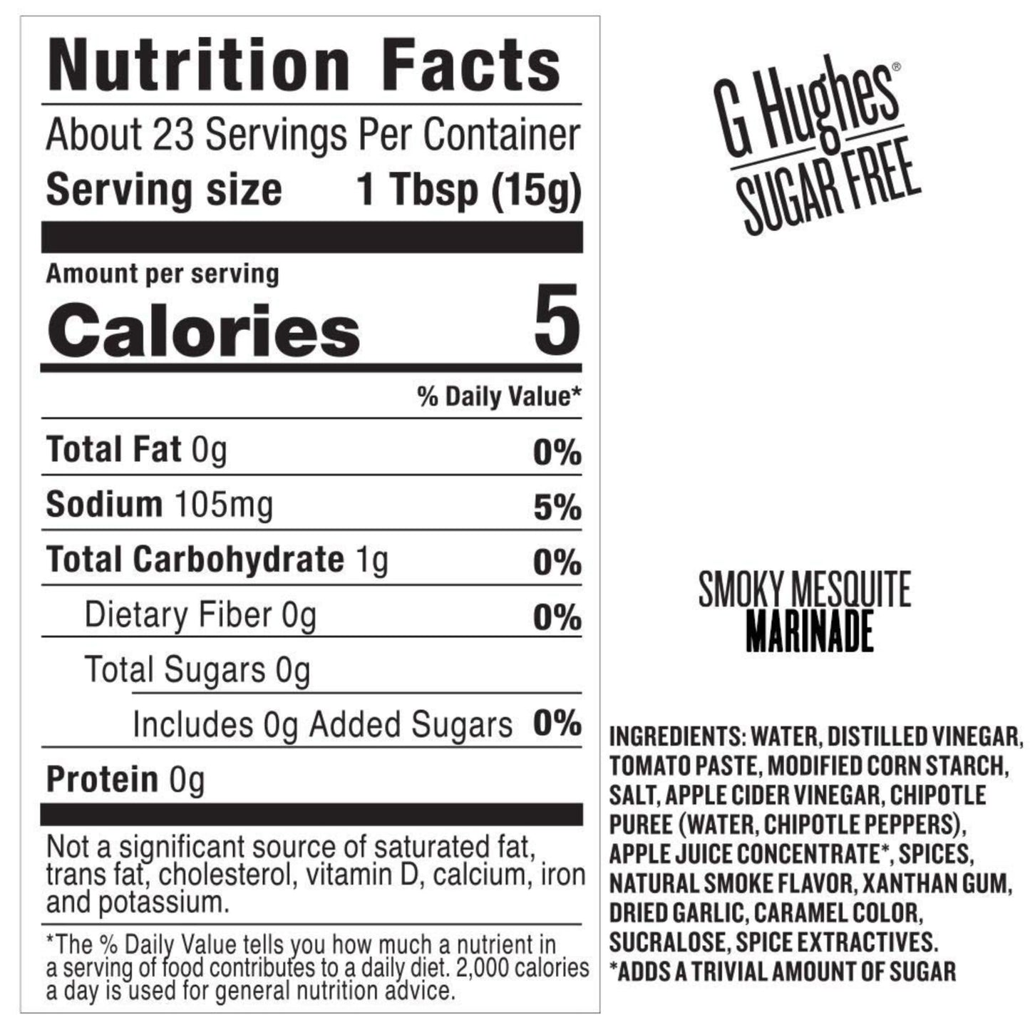 G Hughes Sugar Free, Smoky Mesquite Marinade - Sugar Free Mesquite Seasoning, Gluten Free Marinades For Meats, Keto Smoky Marina