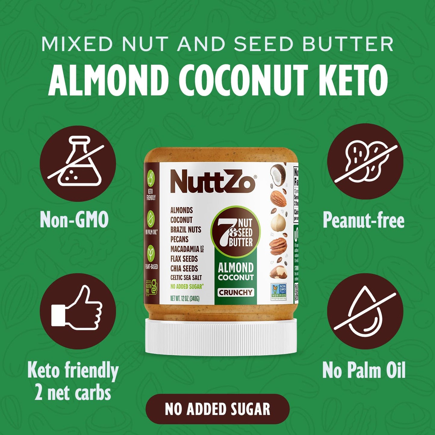 Keto Nut Butter by NuttZo | 7 Nuts & Seeds Blend, Keto-Friendly, Gluten-Free, Vegan, Kosher | 1g Sugar, 4g Protein, 2g Net Carbs