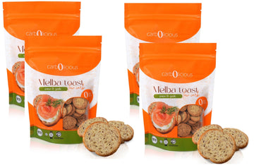 Low Carb Melba Toast - Onion & Garlic | 4 oz | Crunchy & Keto-Friendly [4 Pack] (4 Pack, Onion & Garlic)
