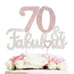 Laskyer 70 & Fabulous Silver Pink Rhinestone Cake Topper - Happy 70Th Birthday Cheers To Seventy Years Old Bday Party Metal Spar