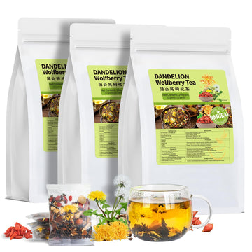 Dandelion Wolfberry Tea Organic, Natural Kidneys & Liver Health Dandelion Root Tea with Dandelion, Chrysanthemum, Wolfberry, Cas