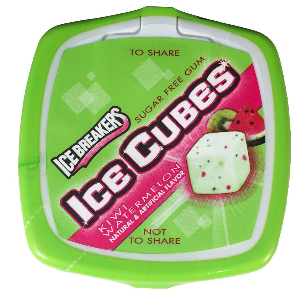 Ice Breakers Ice Cubes Sugar Free Gum, Kiwi Watermelon, 40-Piece Container 4 Pack