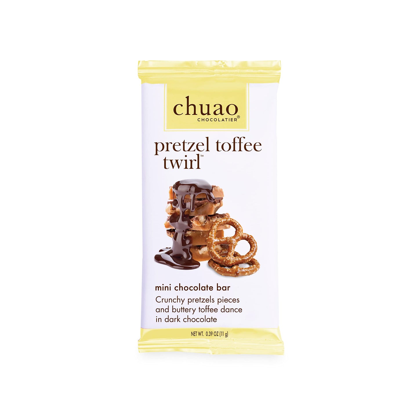Chuao Chocolatier Pretzel Toffee Twirl Dark Chocolate Mini Bars | Gourmet Chocolate Caramel Artisan European No Preservatives |