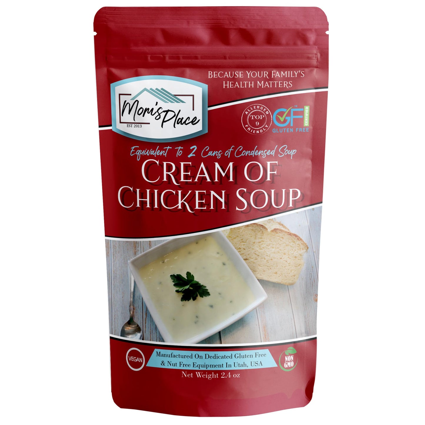 Moms Place Gluten-Free Cream of Chicken Soup Mix, Vegan, Nut Free, Dairy Free, 2.4 oz