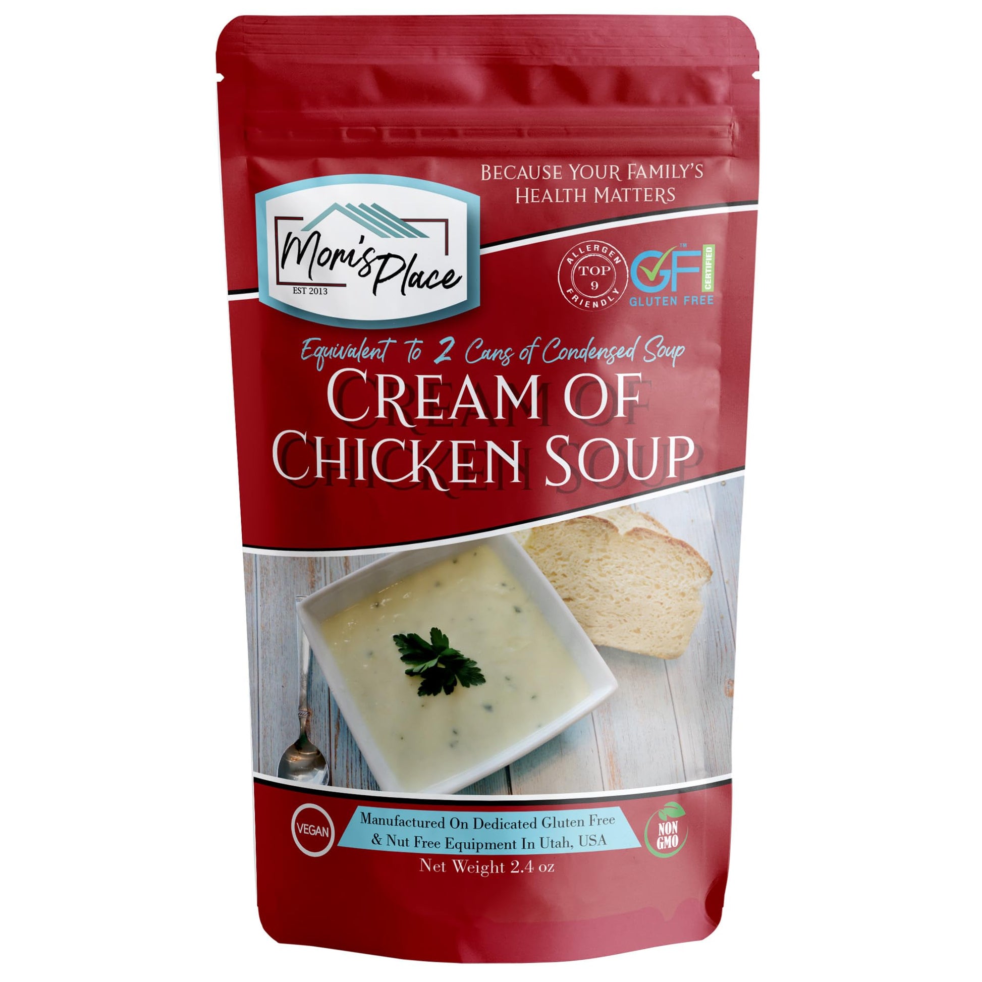 Moms Place Gluten-Free Cream of Chicken Soup Mix, Vegan, Nut Free, Dairy Free, 2.4 oz