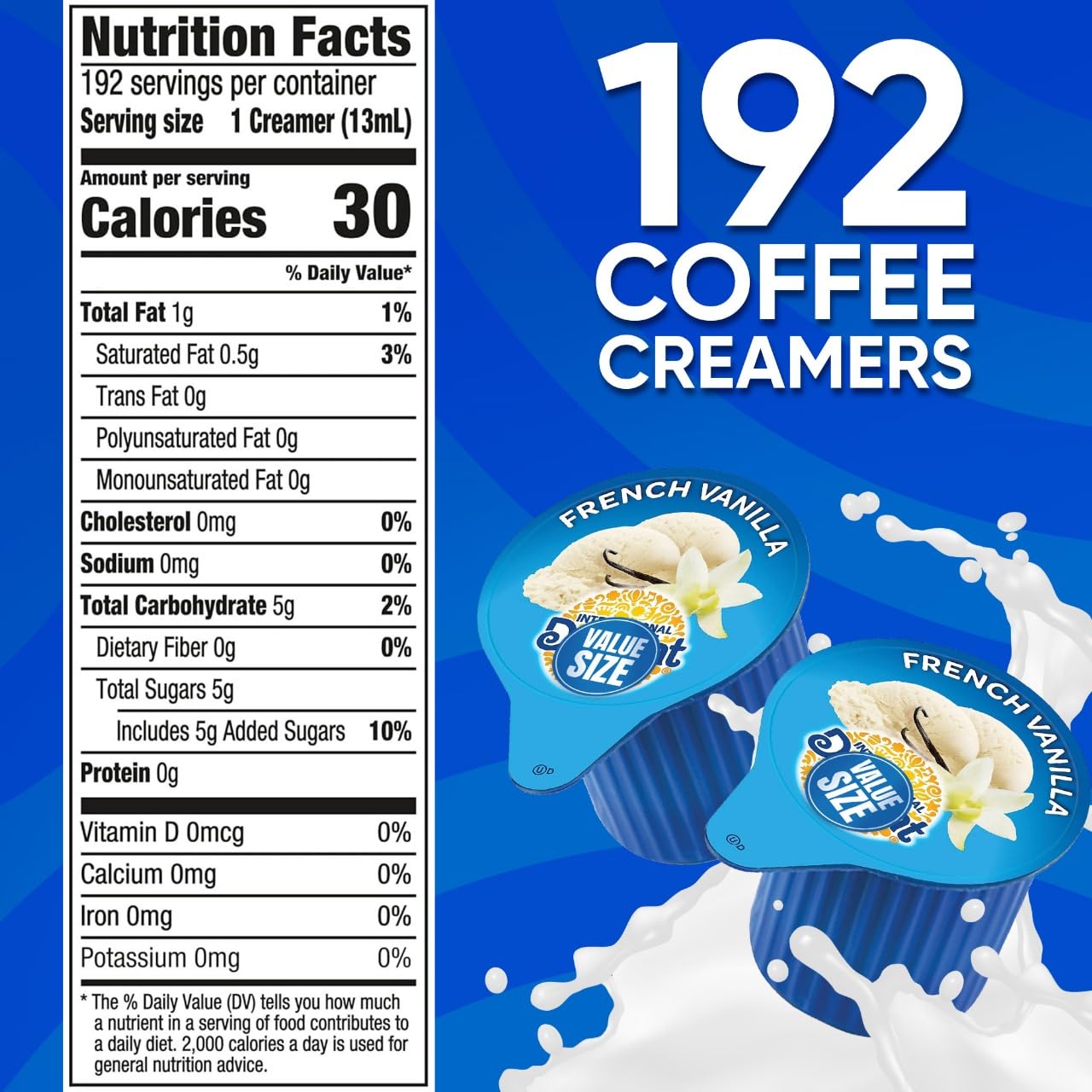 Generic French Vanilla Coffee Creamer Singles, 192 Creamer Singles Included Great For Offices, Restaurants, Coffee, Bar, Gift An