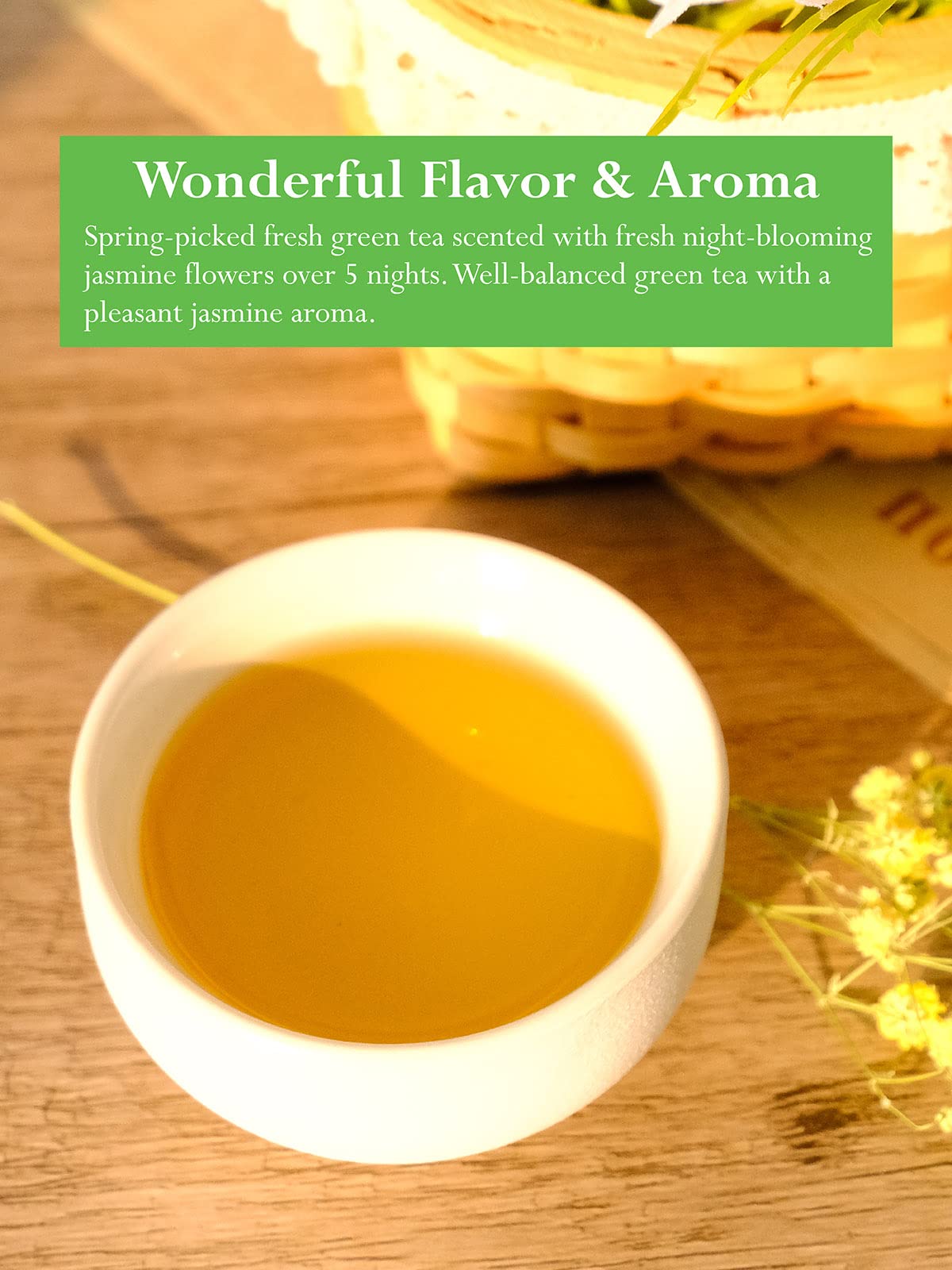 Teelux Jasmine Green Tea Bags, Natural Caffeinated Jasmine Scented Green Tea With Pleasant Aroma, 100 Count Tea Bags