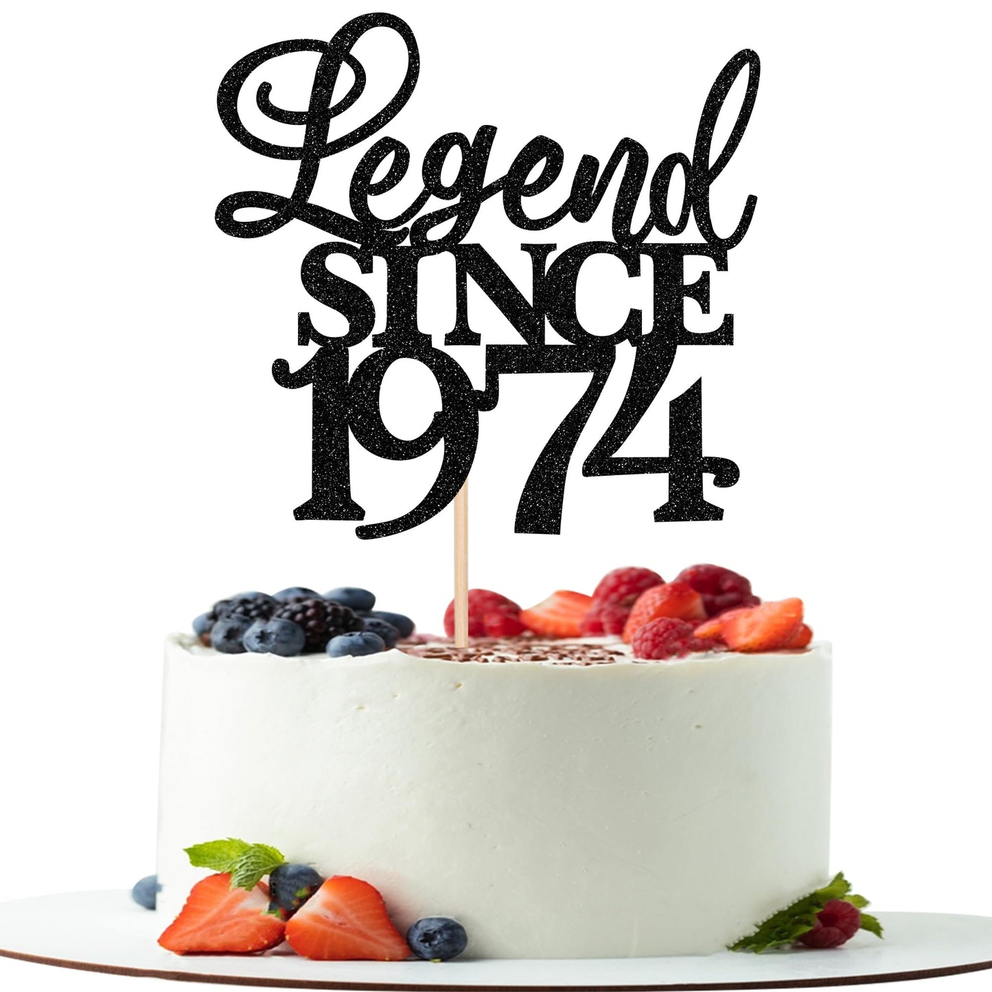 Rsstarxi Cake Topper, Legend Since 1975, Glitter Design, 5.3x9.2 inches, Black, Model XM310-black 1973