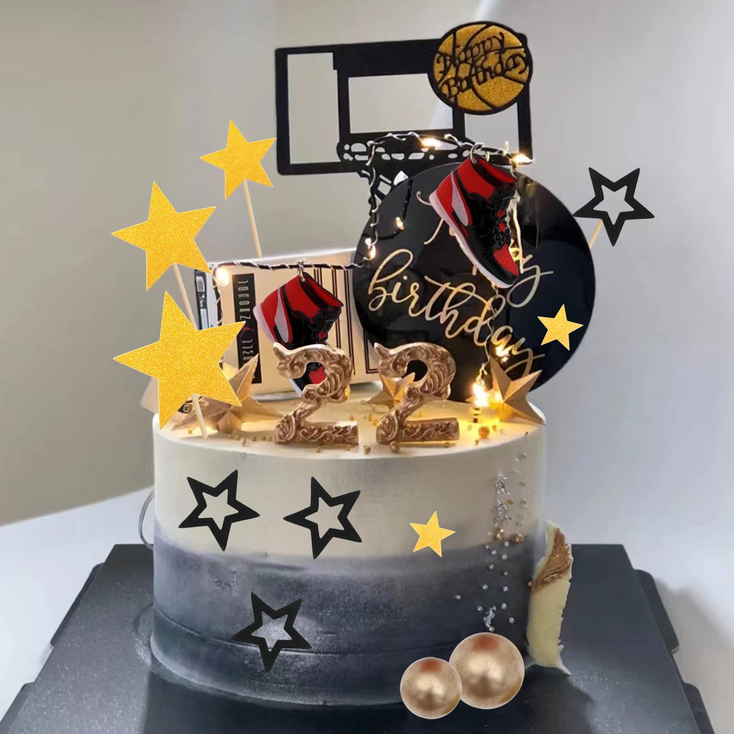 DRWATE 21 PCS Basketball Cake Toppers, Foam & Plastic Decoration for Sports Cake, Model GCMGG005