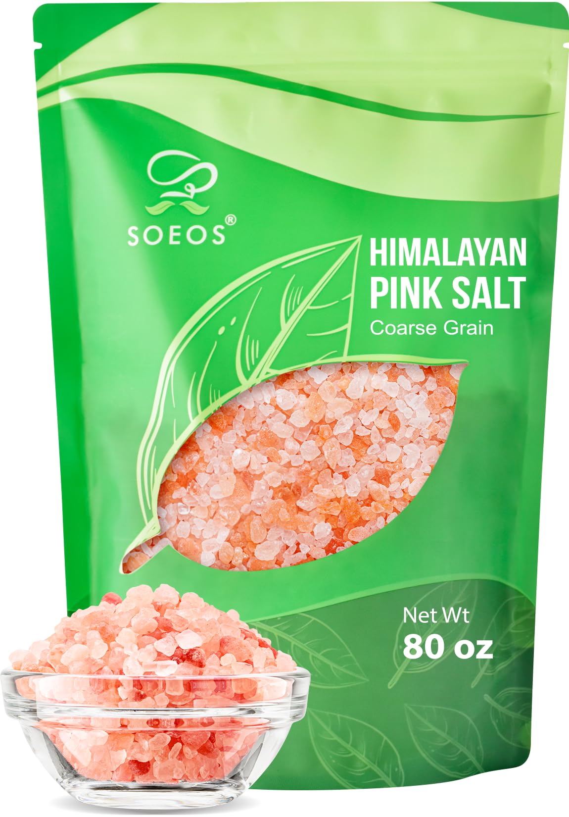 Soeos Himalayan Pink Salt Coarse Grain 5 Lbs Rock Salt for Grinder Refill