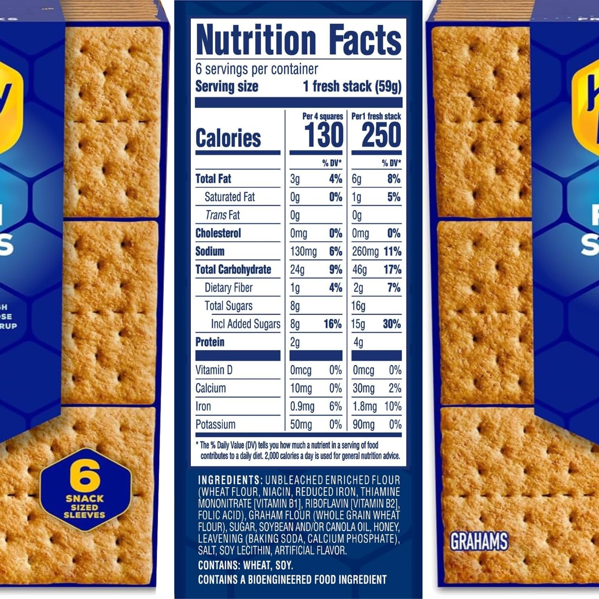 Honey Maid Honey Graham Crackers, Fresh Stacks Graham Bulk Snacks 1 Box Of 6 Stacks