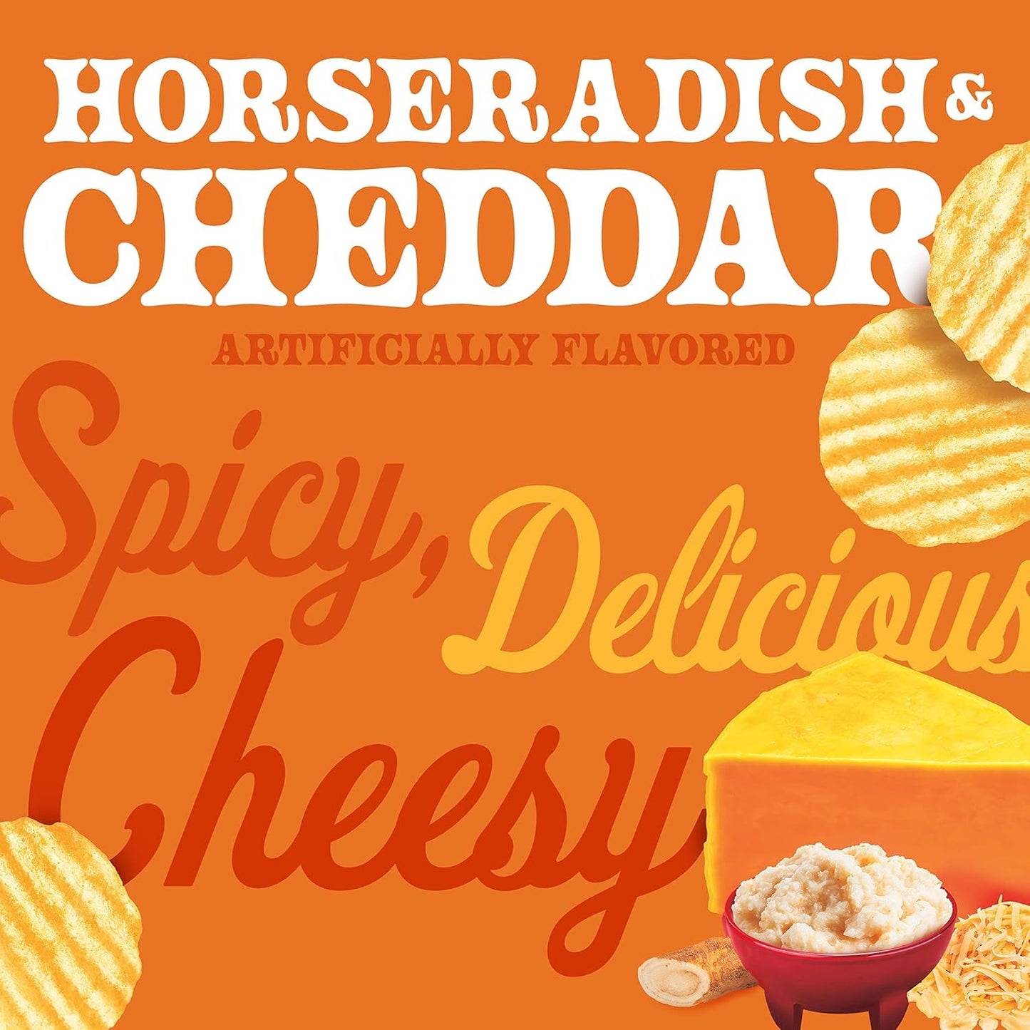 Herrs Potato Chips, Horseradish and Cheddar Flavor, Gluten Free Snacks, 6oz Bag (6 Count)