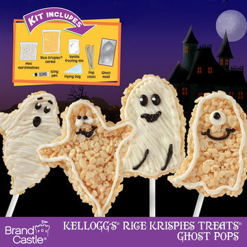 CRAFTY COOKING KITS Kellogg's Treats Ghost Pop Kit- Halloween Themed Snacks, Rice Krispies, 8.2 Oz