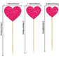 Gyufise Heart Cupcake Toppers 30Pcs Glitter Paper Rose Red for Valentines Day Wedding Party Decorations