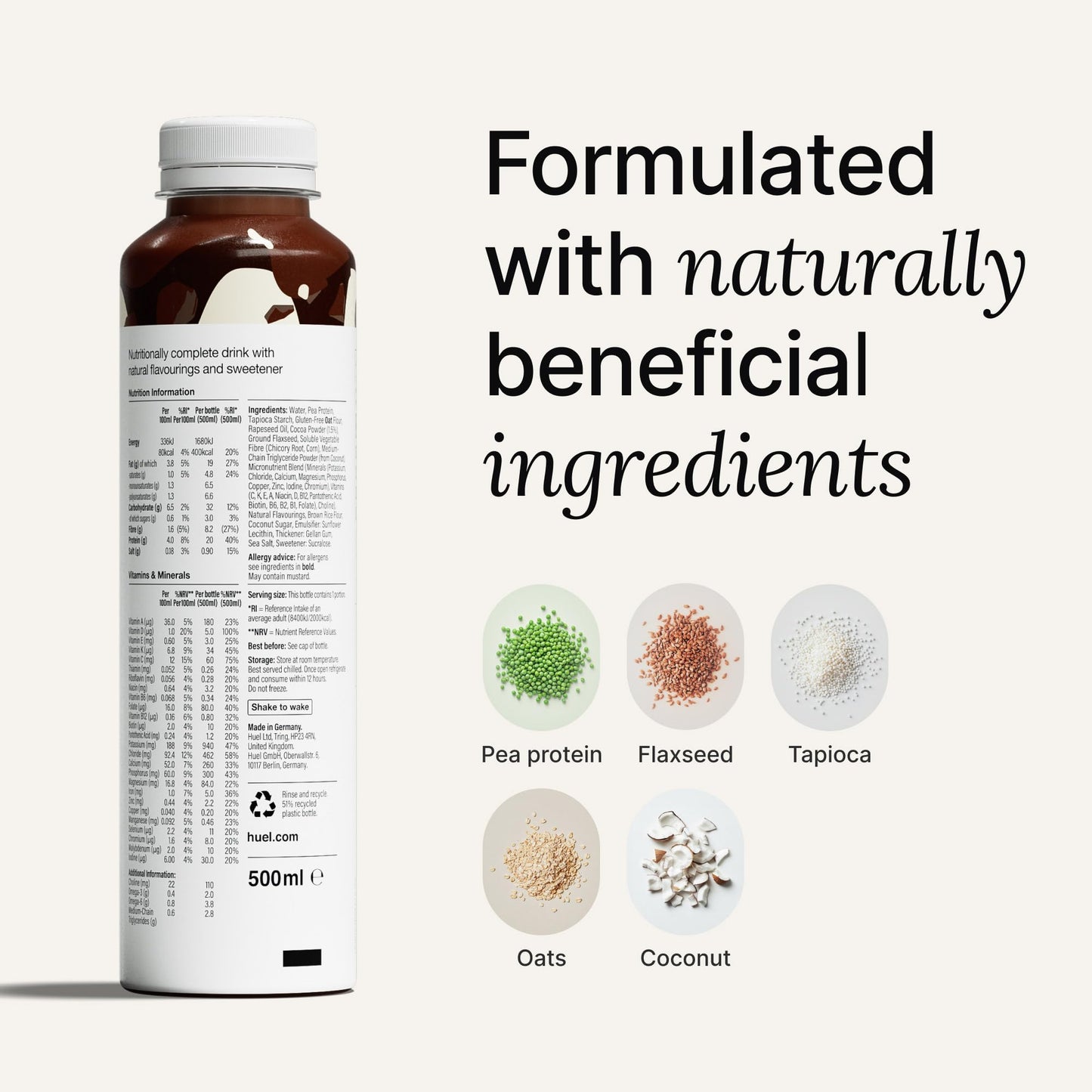 Huel Ready-to-Drink Chocolate Meal Replacement, 20g Protein, Vegan, 16.9 Fl Oz (Pack of 12)