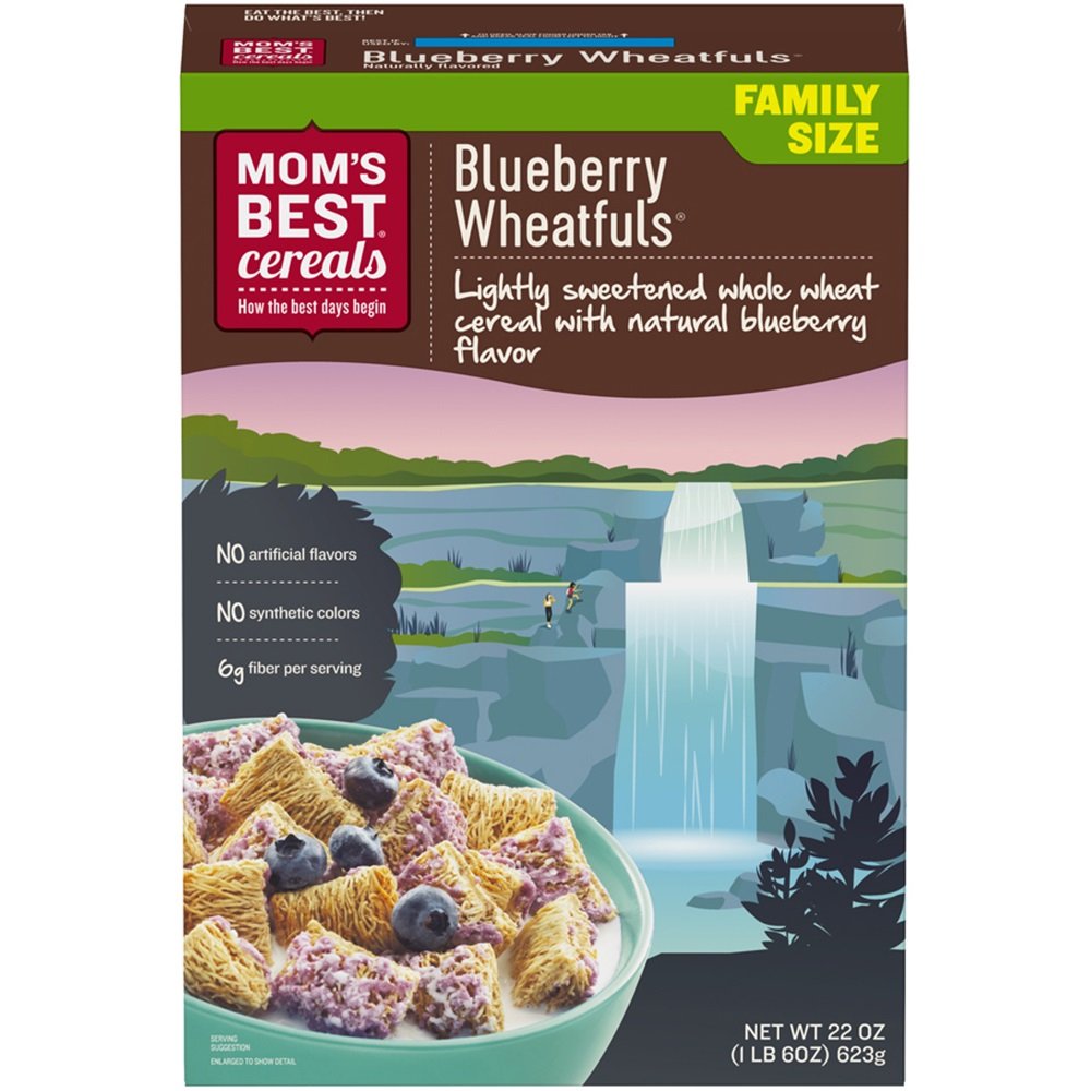 Mom'S Best Blue Pom Wheat-Fuls Flavored Cereal, No High Fructose Corn Syrup, 22 Ounces (Pack Of 12)