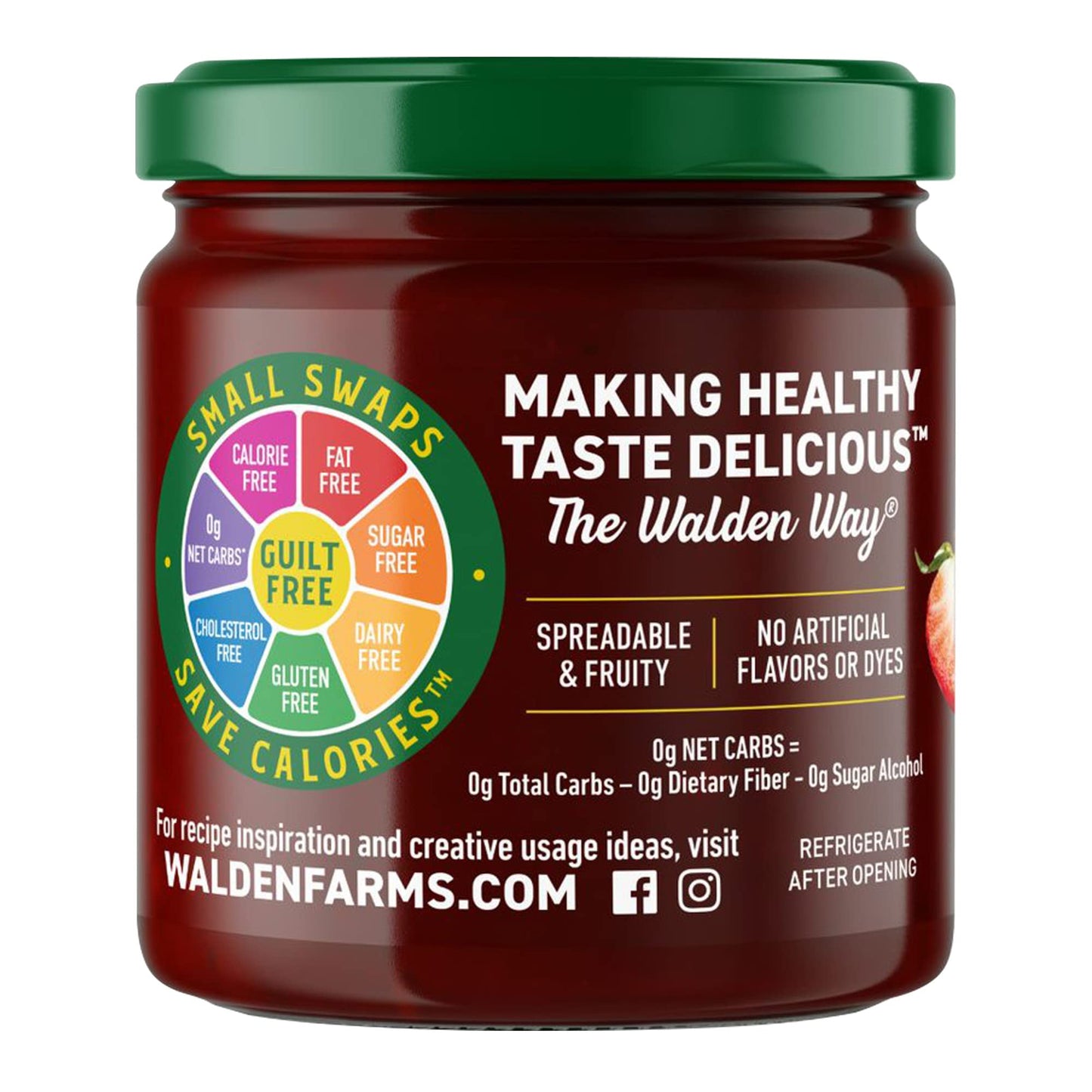 Walden Farms Strawberry Fruit Spread 12 oz Jar - Naturally Flavored - 0g Net Carbs - Kosher Certified - Great on Muffins - Panca