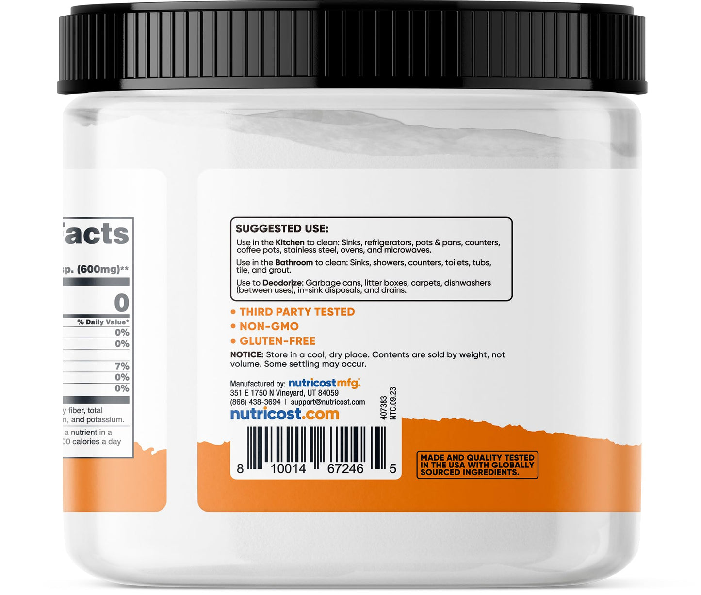 Nutricost Pantry Baking Soda (1 Lb) - For Baking, Cleaning, Deodorizing, And More