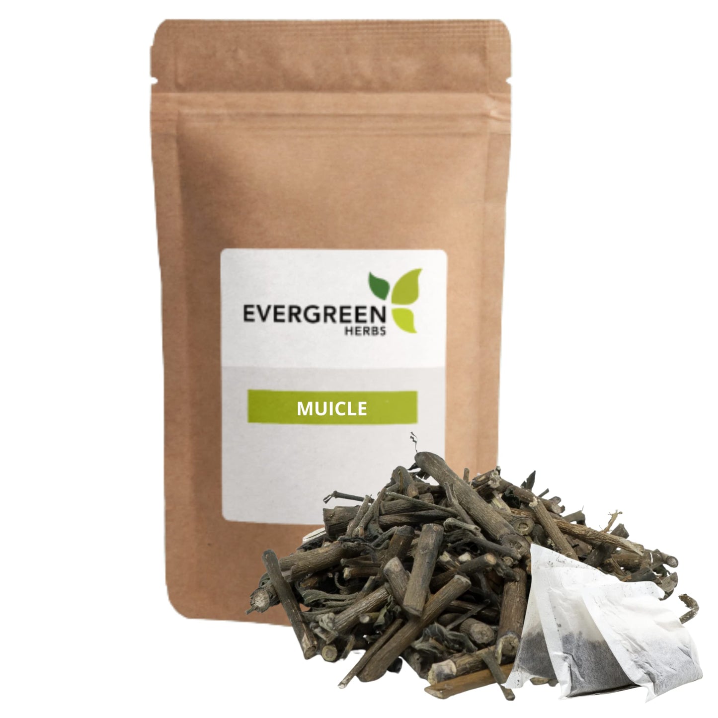 Evergreen Herbs Muicle Tea Bags - Resealable Stand Up Pouch for Freshness