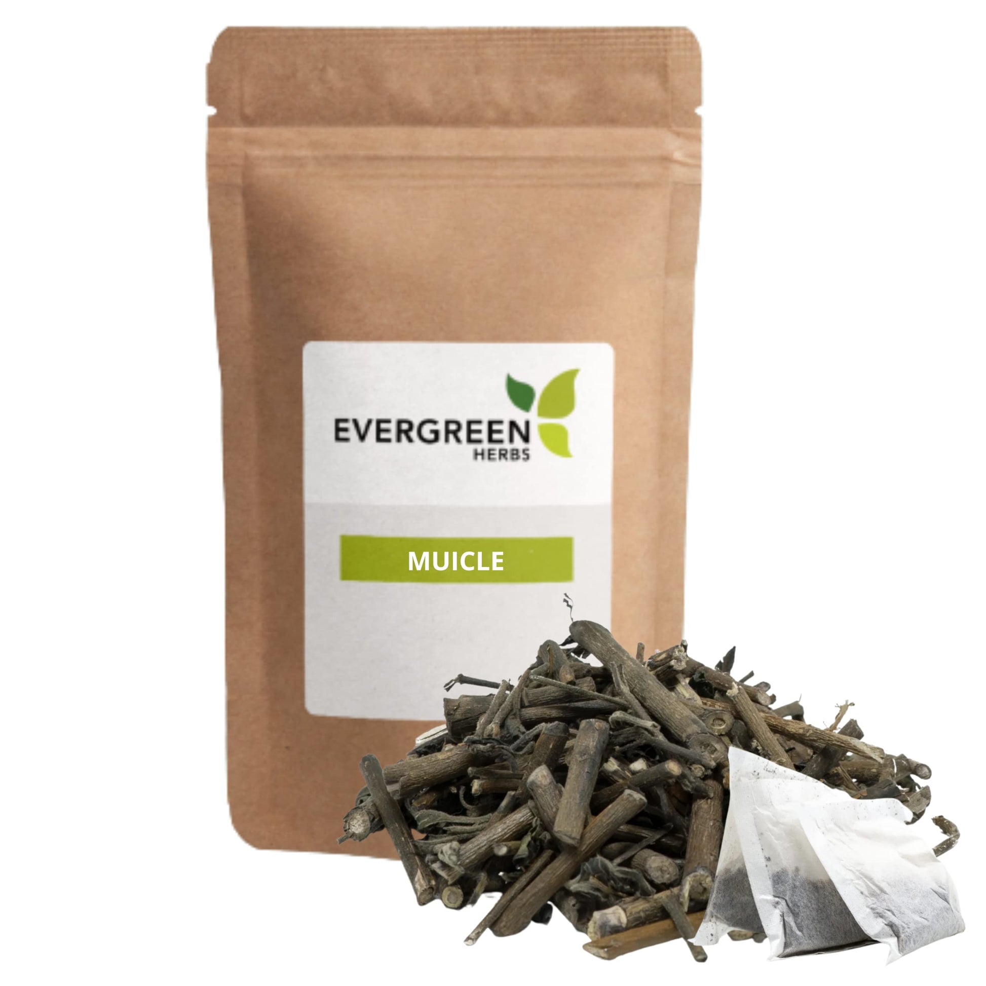 Evergreen Herbs Muicle Tea Bags - Resealable Stand Up Pouch for Freshness