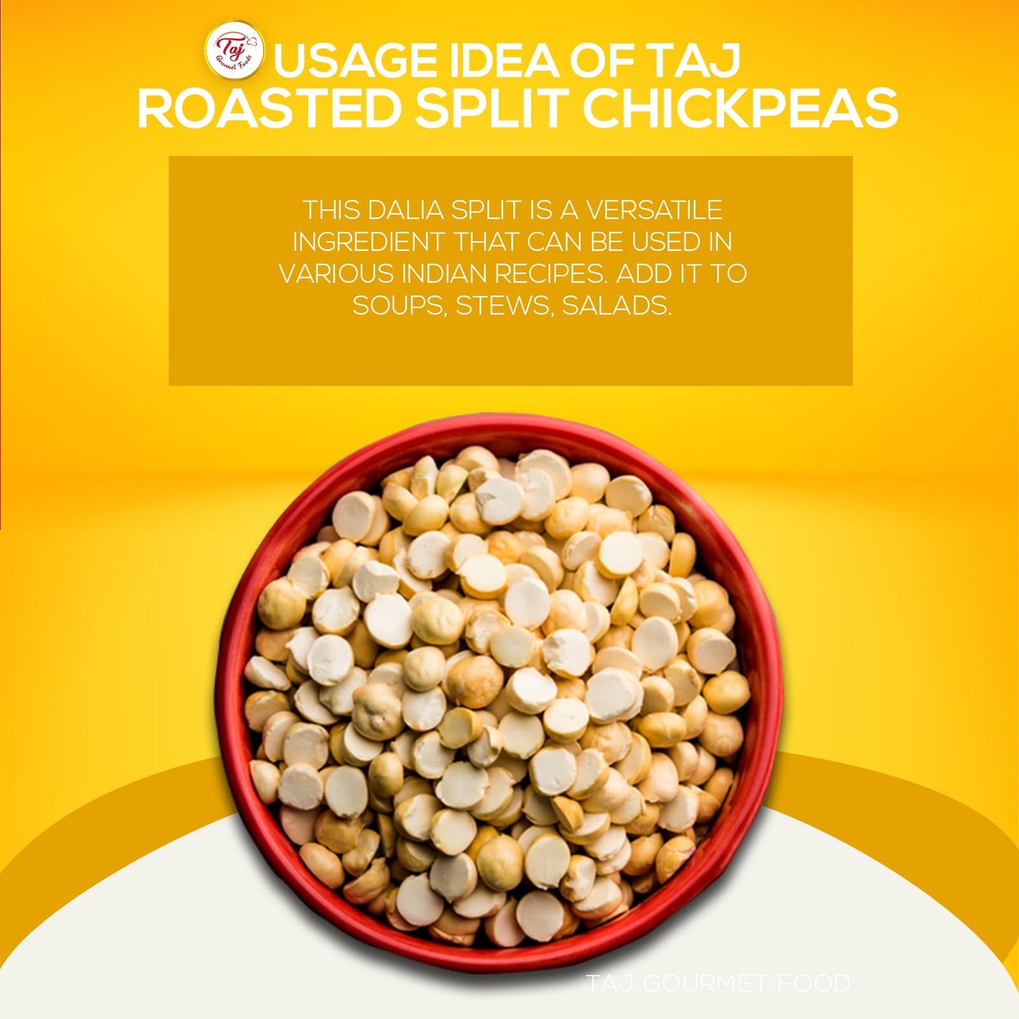 Taj Premium Indian Dalia Split (Roasted Split Chickpeas Daliya), (14Oz)