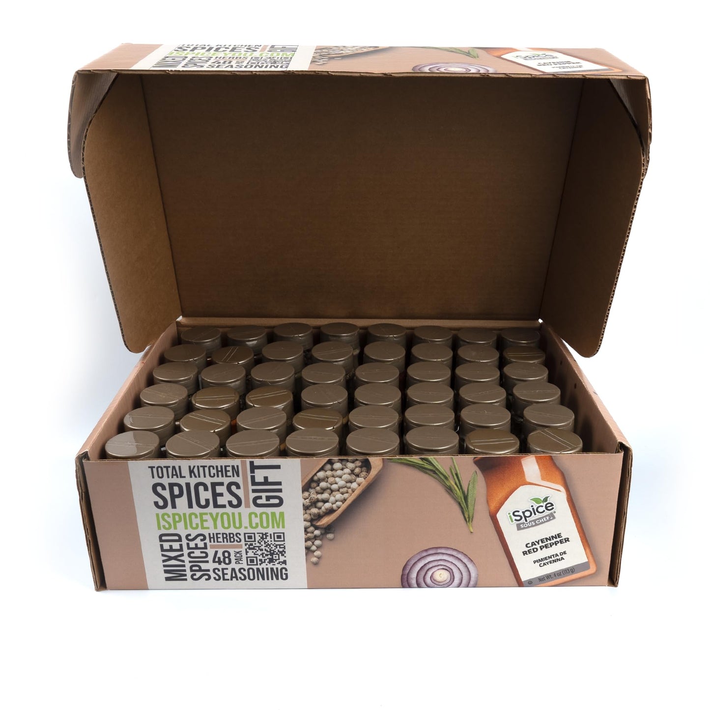 iSpice 48-Pack Starter Spice Set - Essential Herbs & Spices for Cooking - 5.29 Ounce Each - All-Natural, Kosher, Non-GMO