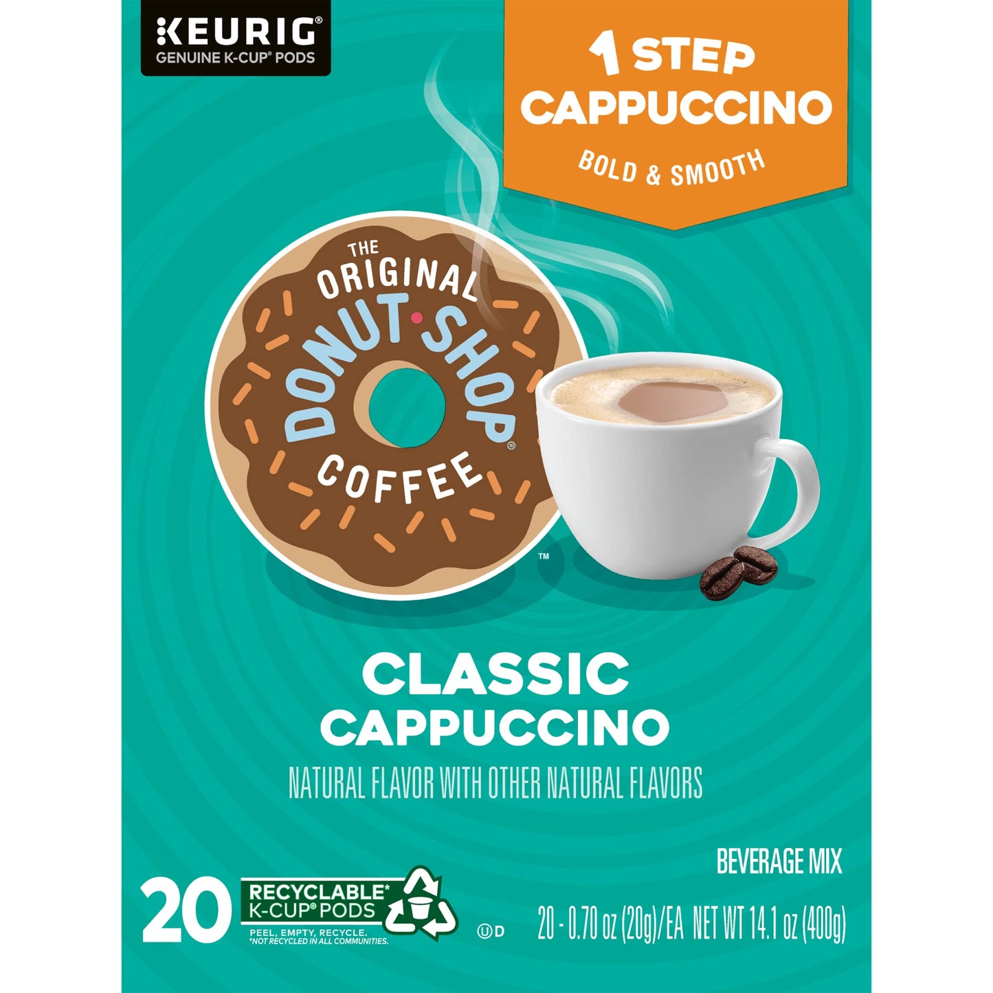 The Original Donut Shop One-Step Classic Cappuccino, Keurig Single-Serve K-Cup Pods, 20 Count (1 Pack Of 20)