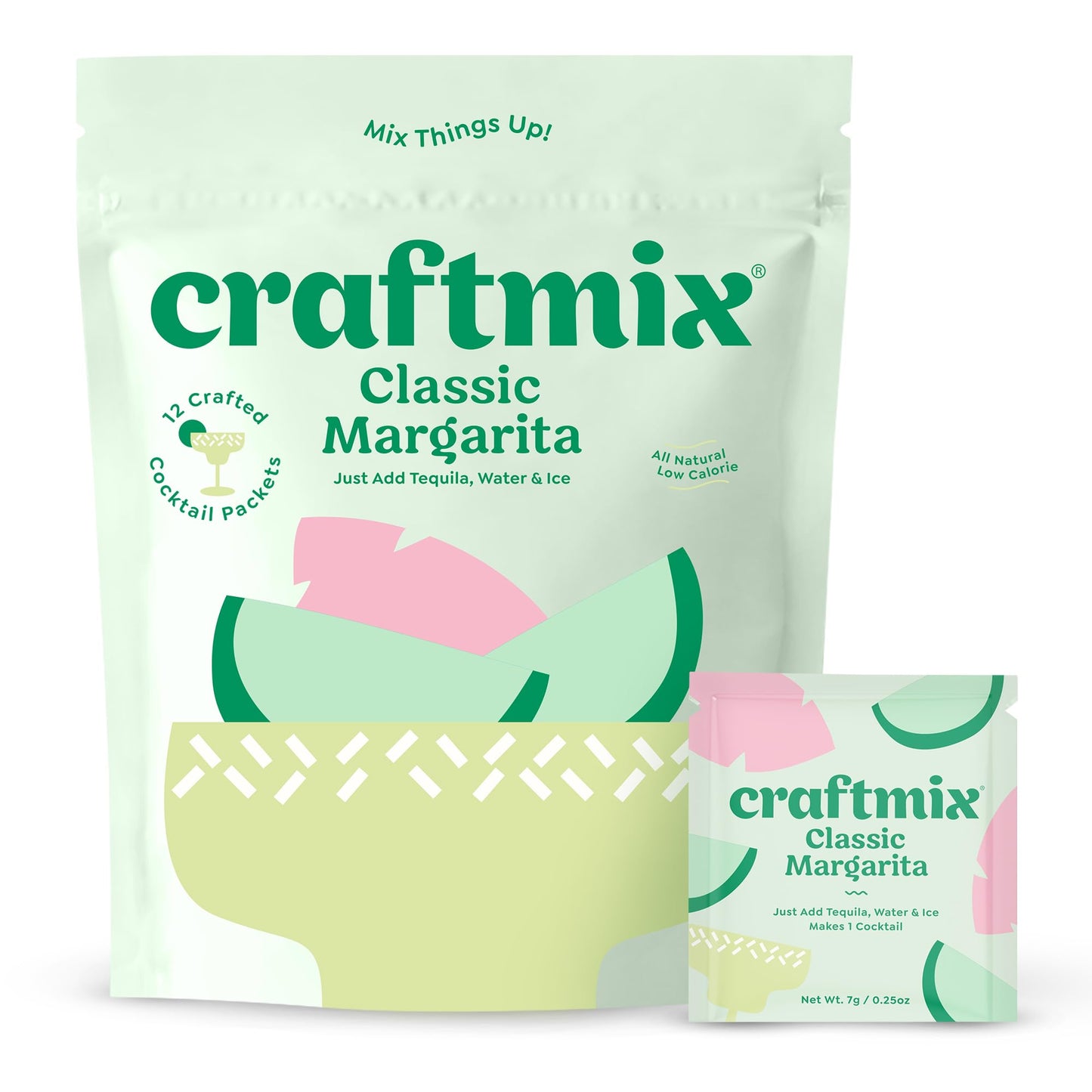 Craftmix Classic Margarita  Makes 12 Drinks  Skinny Margarita Mixed Flavor Mixers - Mocktail Drink Mixers - Made With Real Fruit - Vegan Low-Carb  Low-Sugar  Non-Gmo  Dairy Free  Gluten Free  Easy To Mix