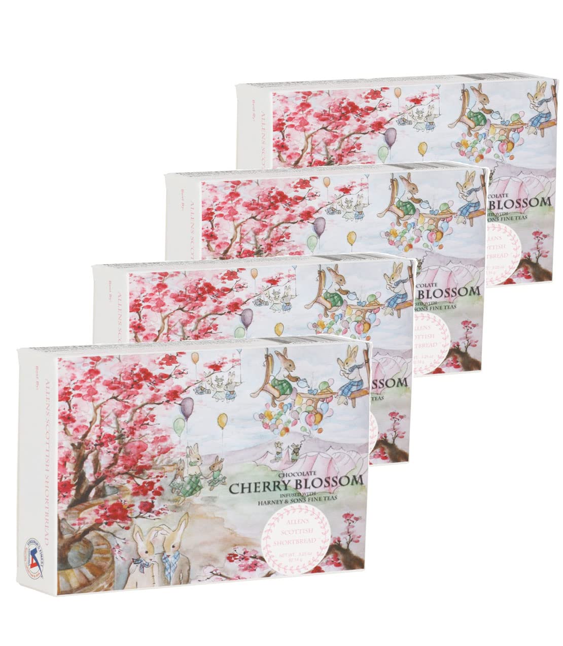 Allens Scottish Shortbread | Cherry Blossom & Chocolate Chip Flavor- 3.25 oz 4 Pack