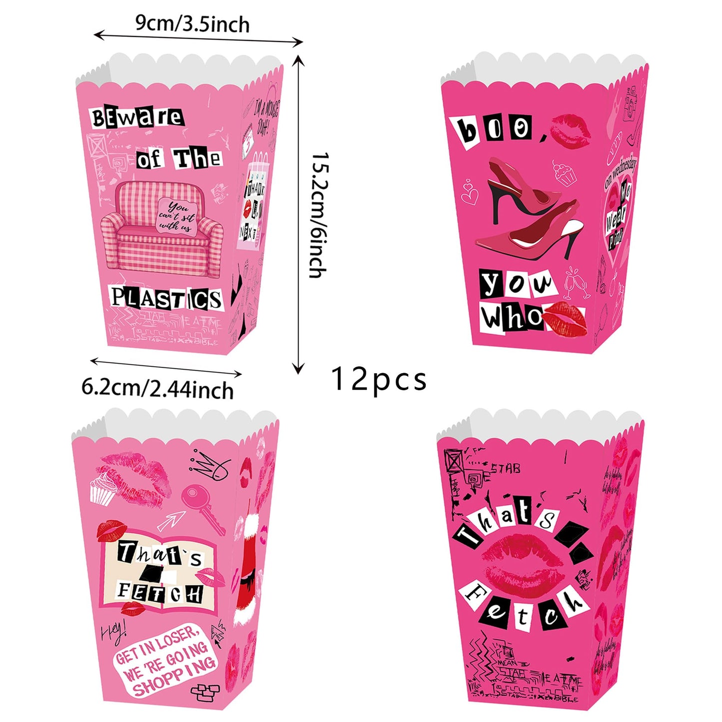 Laventy Mean Girl Popcorn Boxes Mean Girl Birthday Party Decoration Popcorn Boxes For Wedding Bridal Shower Bachelorette Theme G
