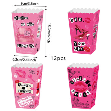 Laventy Mean Girl Popcorn Boxes Mean Girl Birthday Party Decoration Popcorn Boxes For Wedding Bridal Shower Bachelorette Theme G