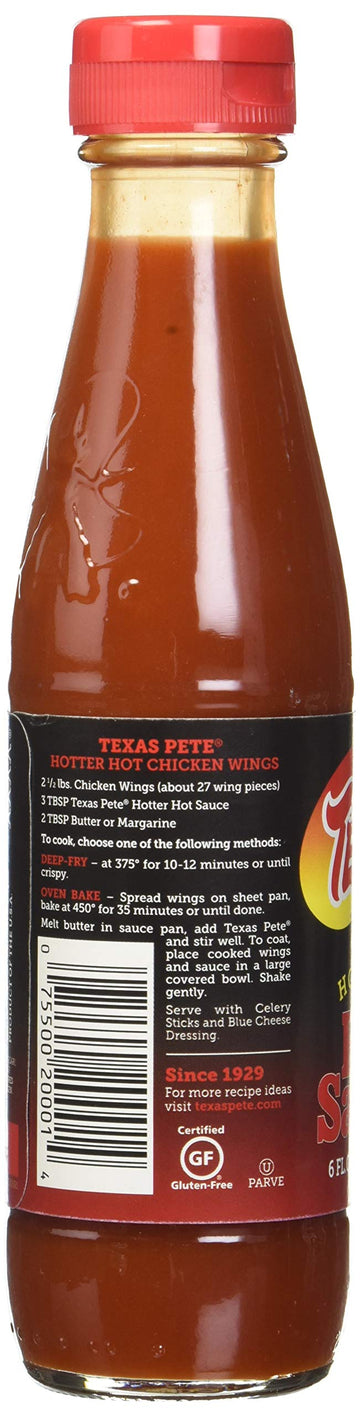 Texas Pete Hotter Hot Sauce, 6 Ounce (4 Bottles)