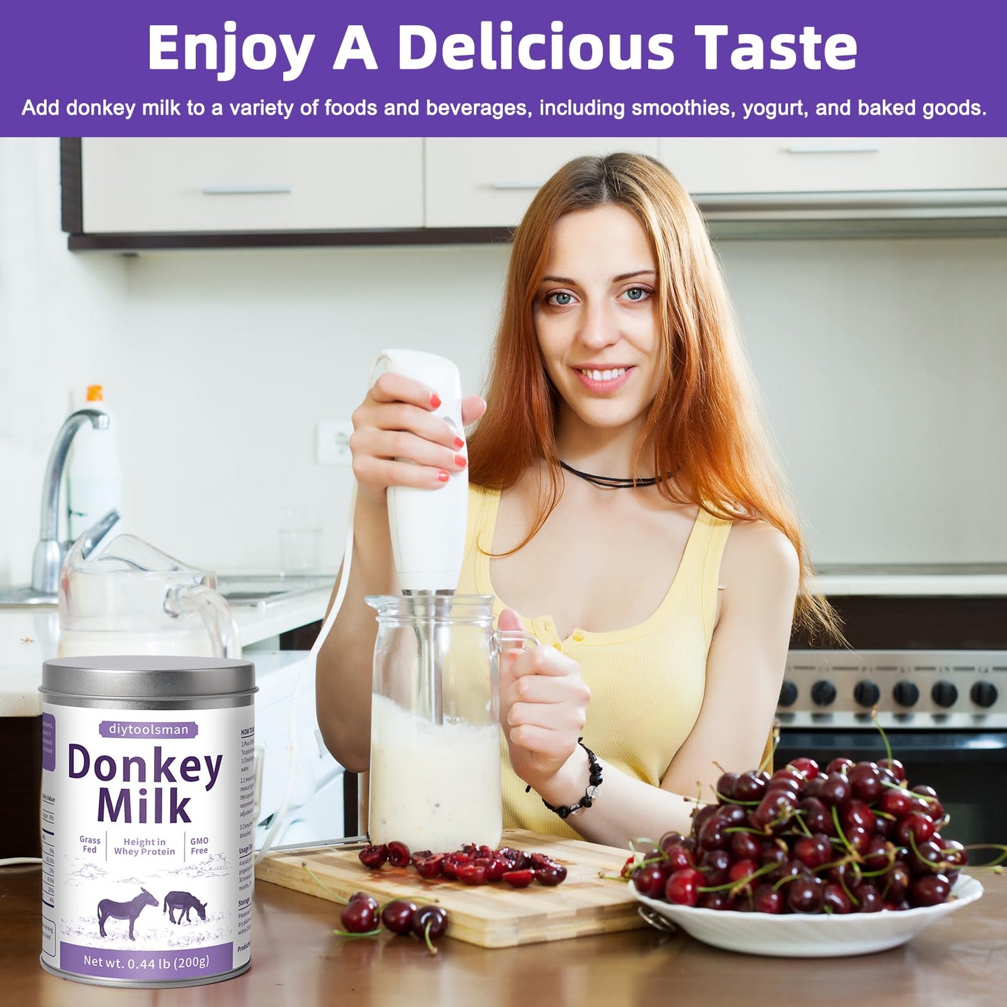 Liovsiso 200g Donkey Milk Powder - 100% Organic, Rich in Whey Protein, Easy to Digest, Immune Booster