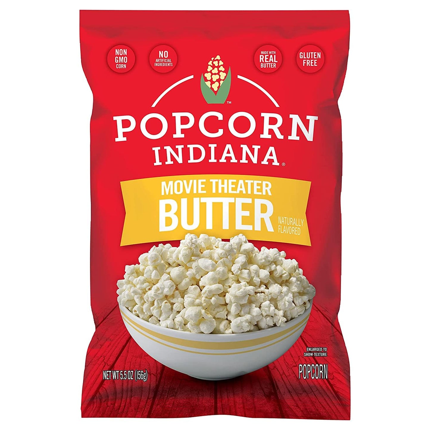 Popcorn Indiana Movie Theater Butter - Rich Butter Movie Theater Popcorn, Authentic & Gourmet Flavor, Gluten Free, 5.5 Oz (6 Pac