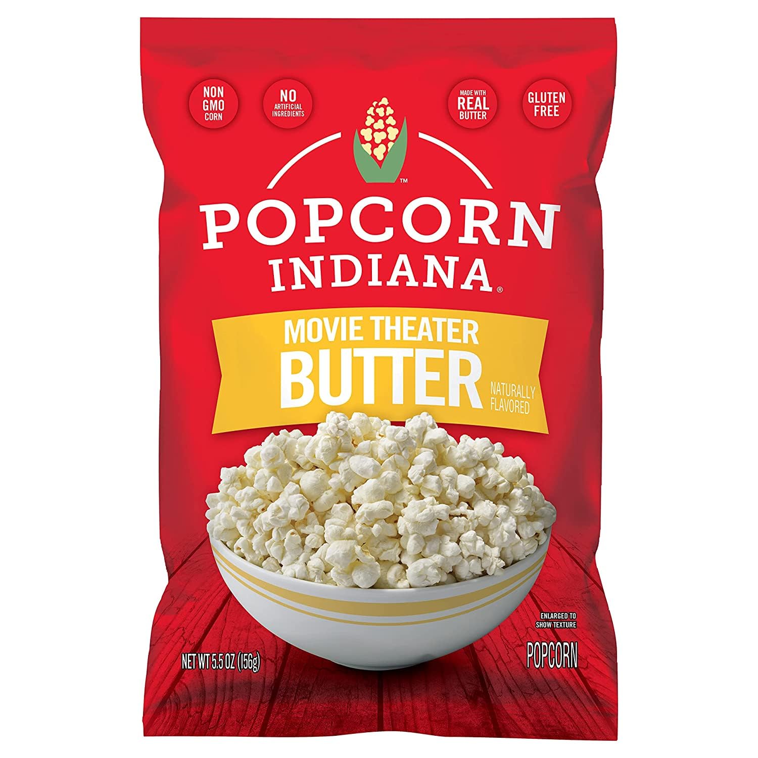 Popcorn Indiana Movie Theater Butter - Rich Butter Movie Theater Popcorn, Authentic & Gourmet Flavor, Gluten Free, 5.5 Oz (6 Pac