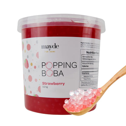 Mayde Popping Boba Pearls for Drinks, Desserts, & Breakfast Bowls (Strawberry Flavor, 7 Pounds)
