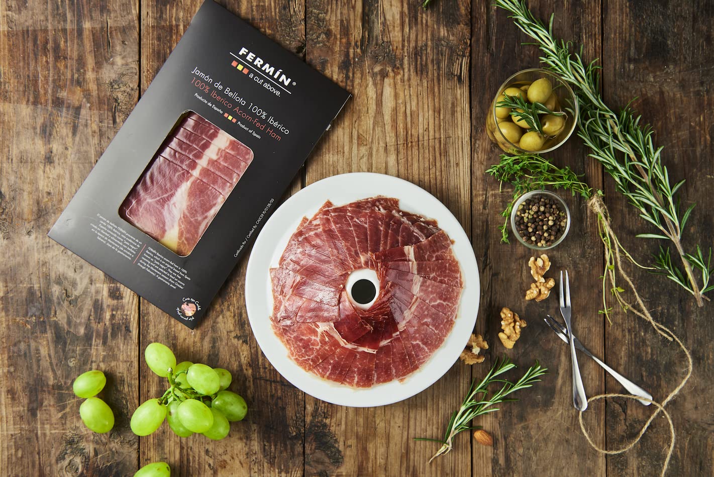 100% Iberico Acorn-Fed Ham Free Range // Jamon de Bellota 100% Iberico // (2 oz) by Fermin