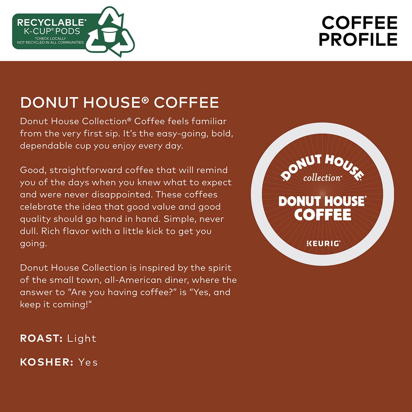 Donut House Collection Donut House Coffee Keurig Single-Serve K-Cup Pods, Light Roast Coffee, 96 Count